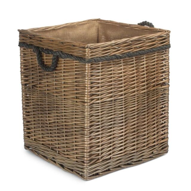 Red Hamper Medium Antique Wash Square Storage Log Basket in Light Brown - image 1