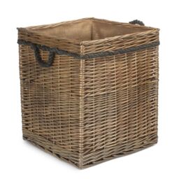 Red Hamper Medium Antique Wash Square Storage Log Basket in Light Brown - thumbnail 1
