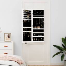 Berkfield Home Mirror Jewellery Cabinet Wall Mounted White 37.5x10x106 cm
