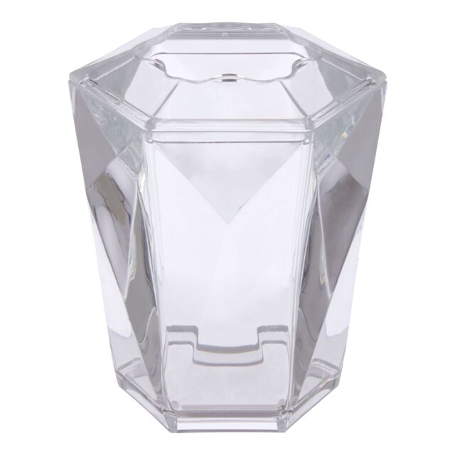 Orsina 3D Geometric Blue Acrylic Toothbrush Holder, Freestanding Toothbrush Unit, Lightweight Bathroom Accessory in Clear - image 1