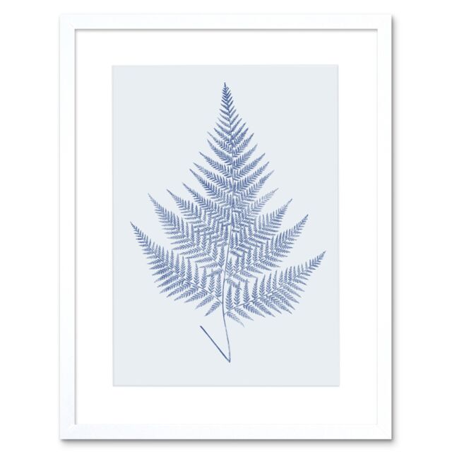 "Artery8 Wall Art Print Botanics Cobalt Fern Eppusum Art Black Framed 9x7 inch in White - Size: W7"" x H9""" - image 1