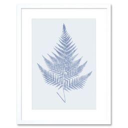 "Artery8 Wall Art Print Botanics Cobalt Fern Eppusum Art Black Framed 9x7 inch in White - Size: W7"" x H9""" - thumbnail 1