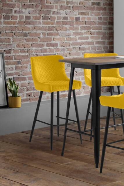 Julian Bowen Luxe Diamond Quilted Upholstered Bar Stool in Mustard - image 1