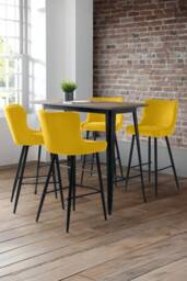 Julian Bowen Luxe Diamond Quilted Upholstered Bar Stool in Mustard - thumbnail 2