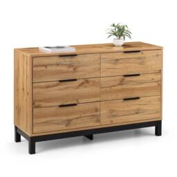 Cheshire Premium Kora 6 Drawer Wide Chest - Oak in Brown - thumbnail 2