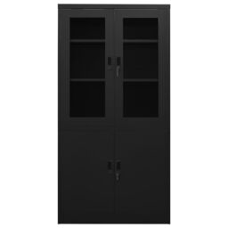Berkfield Home Office Cabinet Black 90x40x180 cm Steel - Size: 90 x 40 x 180 cm - thumbnail 2