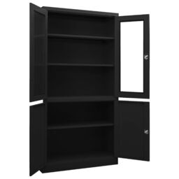 Berkfield Home Office Cabinet Black 90x40x180 cm Steel - Size: 90 x 40 x 180 cm - thumbnail 5