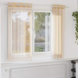 Berkfield Home Voile Curtains with Grommets 2 pcs Sand in Brown - thumbnail 1