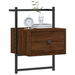 Berkfield Home Bedside Cabinet Wall-mounted Brown Oak 35x30x51 cm Engineered Wood - Size: 35 x 30 x 51 cm - thumbnail 4