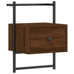 Berkfield Home Bedside Cabinet Wall-mounted Brown Oak 35x30x51 cm Engineered Wood - Size: 35 x 30 x 51 cm - thumbnail 2