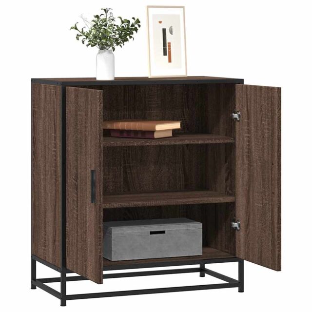 Berkfield Home Sideboard Brown Oak 68x35x76 cm Engineered Wood & Metal - Size: 68 x 35 x 76 cm - image 1