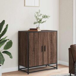 Berkfield Home Sideboard Brown Oak 68x35x76 cm Engineered Wood & Metal - Size: 68 x 35 x 76 cm - thumbnail 3