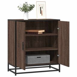Berkfield Home Sideboard Brown Oak 68x35x76 cm Engineered Wood & Metal - Size: 68 x 35 x 76 cm - thumbnail 1