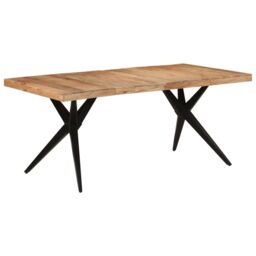 Berkfield Home Dining Table Black 180x90x77 cm Solid Wood Acacia - Size: 180 x 90 x 77 cm - thumbnail 9