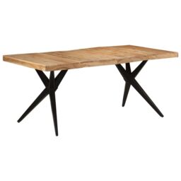 Berkfield Home Dining Table Black 180x90x77 cm Solid Wood Acacia - Size: 180 x 90 x 77 cm - thumbnail 8