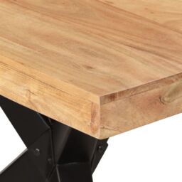 Berkfield Home Dining Table Black 180x90x77 cm Solid Wood Acacia - Size: 180 x 90 x 77 cm - thumbnail 5