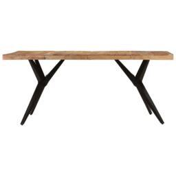 Berkfield Home Dining Table Black 180x90x77 cm Solid Wood Acacia - Size: 180 x 90 x 77 cm - thumbnail 2
