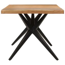 Berkfield Home Dining Table Black 180x90x77 cm Solid Wood Acacia - Size: 180 x 90 x 77 cm - thumbnail 3