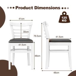 Costway Modern Dining Chair Set of 2 PU Leather Upholstered Kitchen Chair in White - thumbnail 4