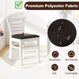 Costway Modern Dining Chair Set of 2 PU Leather Upholstered Kitchen Chair in White - thumbnail 9