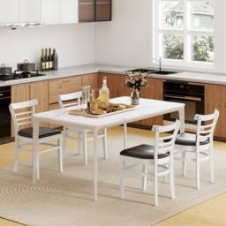 Costway Modern Dining Chair Set of 2 PU Leather Upholstered Kitchen Chair in White - thumbnail 5