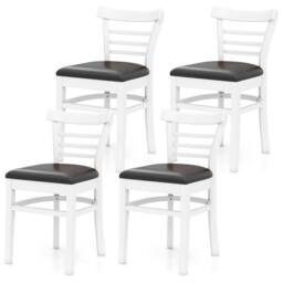 Costway Modern Dining Chair Set of 2 PU Leather Upholstered Kitchen Chair in White - thumbnail 3