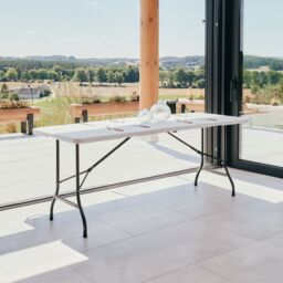 Novecrafto 6ft Folding Table - Sturdy Steel Frame Trestle Table, Powder Coated Foldable Table - Camping Table for 6 Person (180x70cm) - thumbnail 2