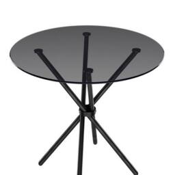 Lemon Pavilion Furniture Casa Smoked Top Black Legs Dining Table - Glass - L90 x W90 x H74.5 cm - Size: 1 Pack - thumbnail 2