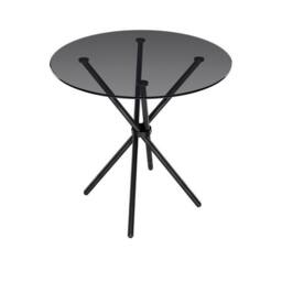 Lemon Pavilion Furniture Casa Smoked Top Black Legs Dining Table - Glass - L90 x W90 x H74.5 cm - Size: 1 Pack