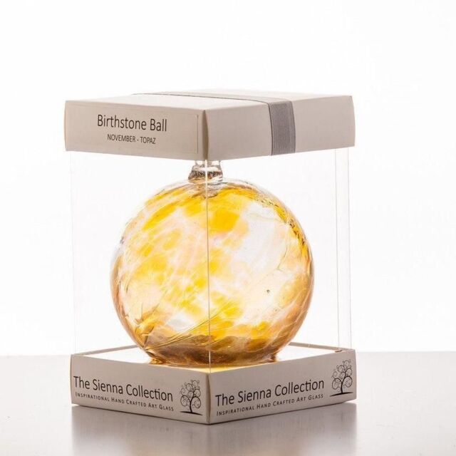 Sienna Glass Birthstone Ball November Topaz in Yellow - image 1