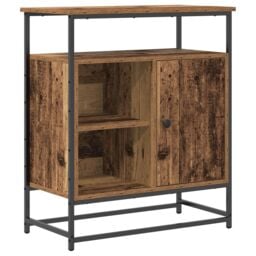 Berkfield Home Sideboard Old Wood 69x35x80 cm Engineered Wood & Steel in Brown - Size: 69 x 35 x 80 cm - thumbnail 2