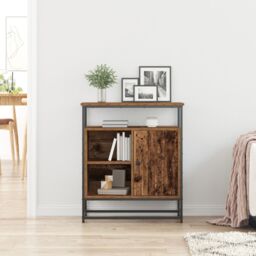 Berkfield Home Sideboard Old Wood 69x35x80 cm Engineered Wood & Steel in Brown - Size: 69 x 35 x 80 cm - thumbnail 4