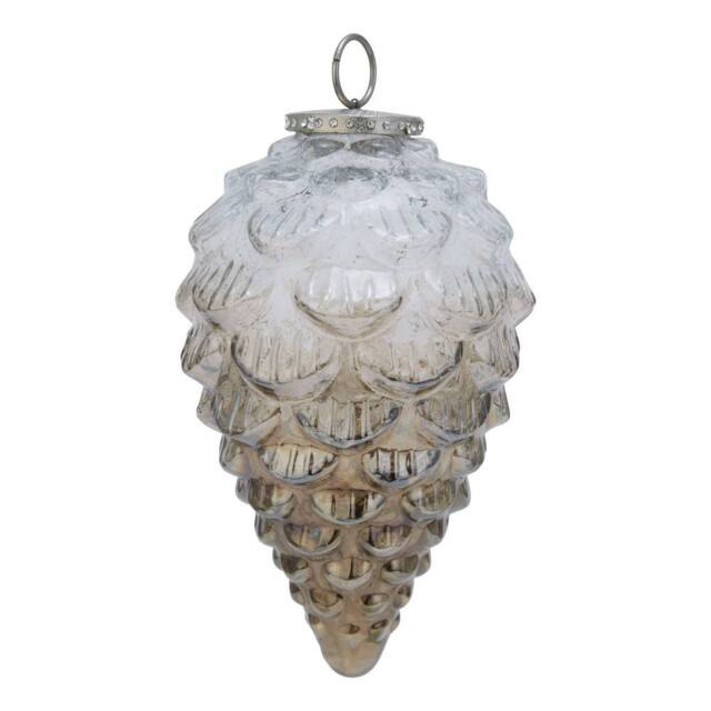 Sostter Coffee Ombre Glass Pine Cone Ornament in Cream - image 1