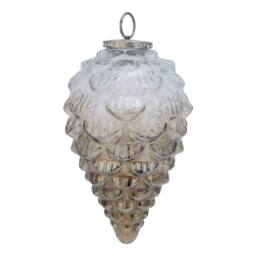 Sostter Coffee Ombre Glass Pine Cone Ornament in Cream - thumbnail 1