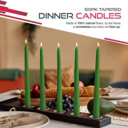 Haltons Multipack of Long Tapered Candles - Unscented - 7-Hour Burn Time in Green - thumbnail 3