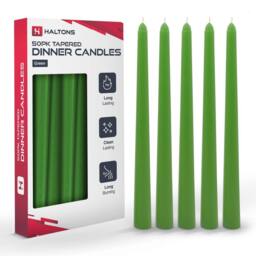 Haltons Multipack of Long Tapered Candles - Unscented - 7-Hour Burn Time in Green - thumbnail 1