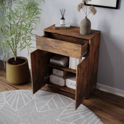Havendro Living Room Sideboard Wooden Storage Cabinet Unit in Brown - thumbnail 2