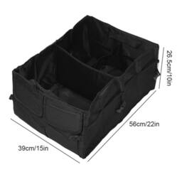 Nordara Large Heavy Duty Car Boot Storage Bag Foldable Organiser in Black - thumbnail 2