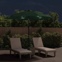 Berkfield Home LED Cantilever Umbrella 3 m Green - thumbnail 3