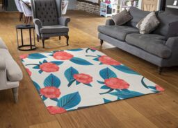 Benjamin Tate Design Watercolour Floral Pattern Designer Rug in Natural - Size: Large - thumbnail 2