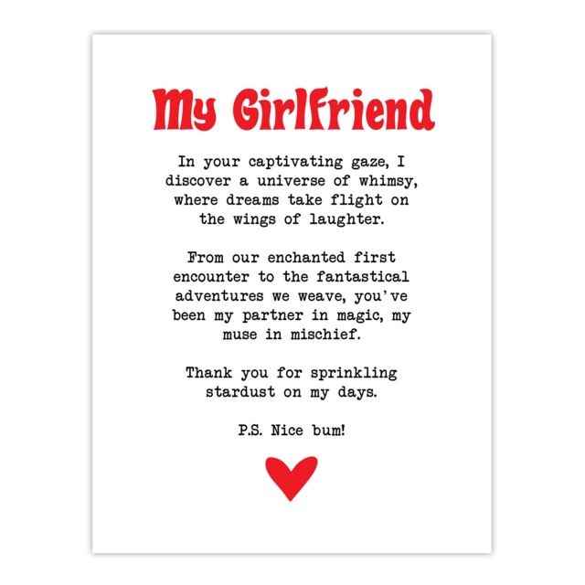"Artery8 Love Poem Whimsy Magic Girlfriend Romantic Poetry Wall Art Print in White - Size: W24"" x H32""" - image 1