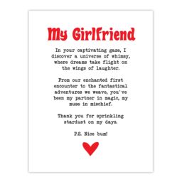 "Artery8 Love Poem Whimsy Magic Girlfriend Romantic Poetry Wall Art Print in White - Size: W24"" x H32""" - thumbnail 1