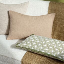HOEM Alexah 100% Cotton Geometric Fringed Cushion in Olive - thumbnail 5