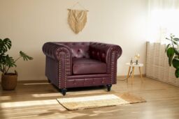 Bravich LTD Chesterfield Faux Leather Button-Tufted 3-Seater Sofa in Brown - Size: 3 Seater - thumbnail 5