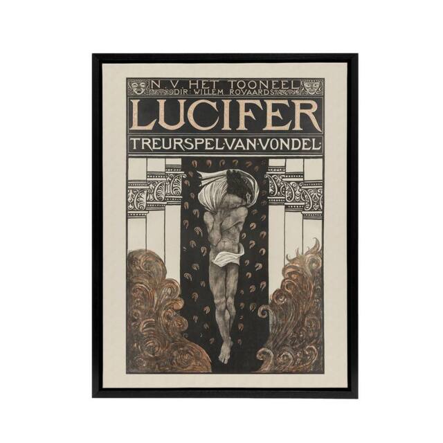 "Artery8 Lucifer Mourning Game Theatre Poster Holst Framed Canvas Wall Art - Size: W18"" x H24""" - image 1