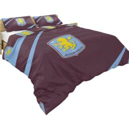 Aston Villa FC Reversible Crest Duvet Cover Set in Dark Red - Size: Single - thumbnail 1
