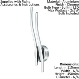 Loops Wall Light Colour Chrome Plated Shade White Plastic Bulb LED 2x5W Included - thumbnail 2