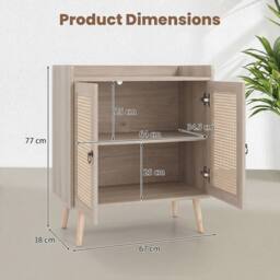 Costway Sideboard Buffet Cabinet Rattan Coffee Bar Cabinet w/ Adjustable Shelf in Natural - thumbnail 2