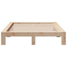 Berkfield Home Bed Frame without Mattress 135x190 cm Double Solid Wood Pine in Brown - thumbnail 4