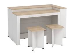 Vente-unique Kitchen Island Set + 2 Stools - White & Light Natural - NUSICE in Light Oak - thumbnail 7